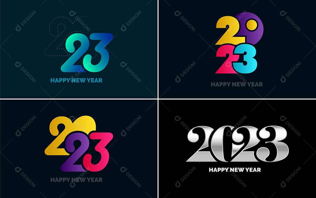 Logotipo 2023 Feliz Ano Novo Ilustração Vetor EPS