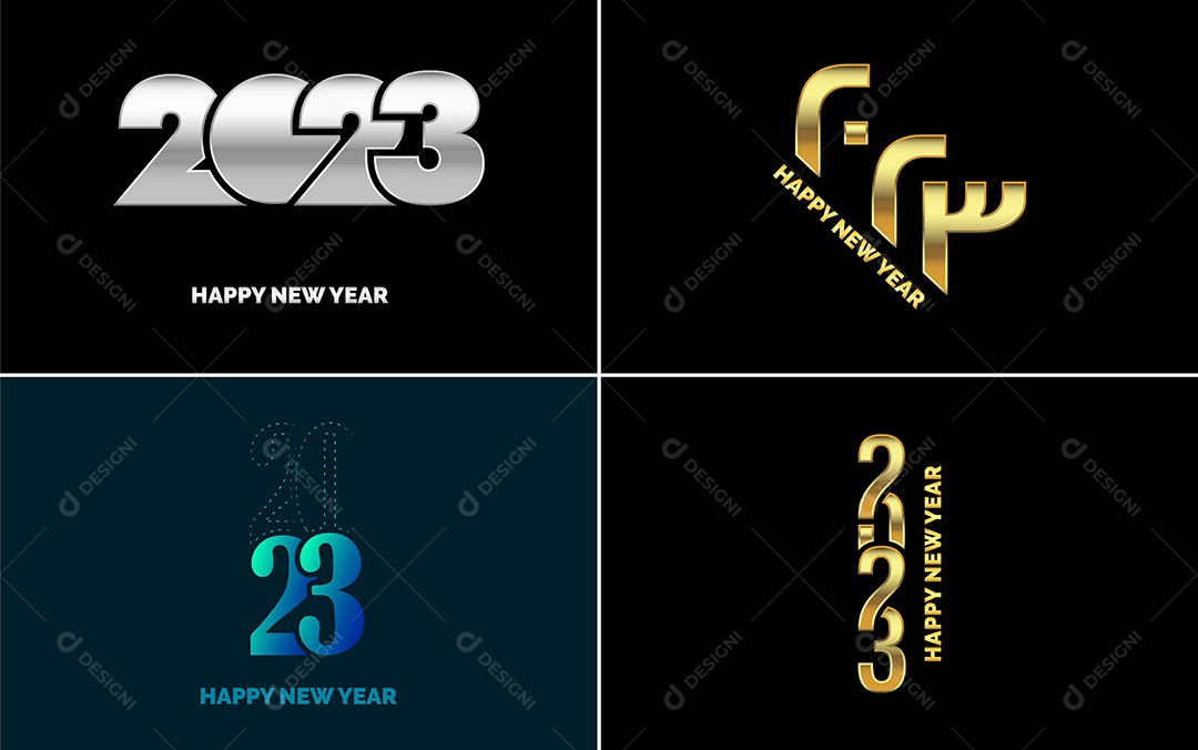 Logotipo 2023 Feliz Ano Novo Ilustração Vetor EPS