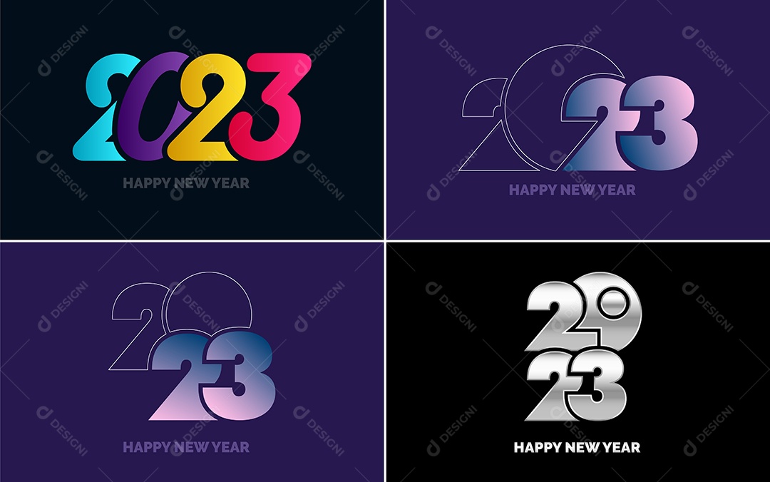 Logotipo 2023 Feliz Ano Novo Ilustração Vetor EPS