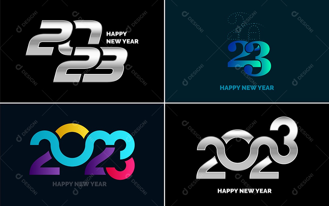 Logotipo 2023 Feliz Ano Novo Ilustração Vetor EPS