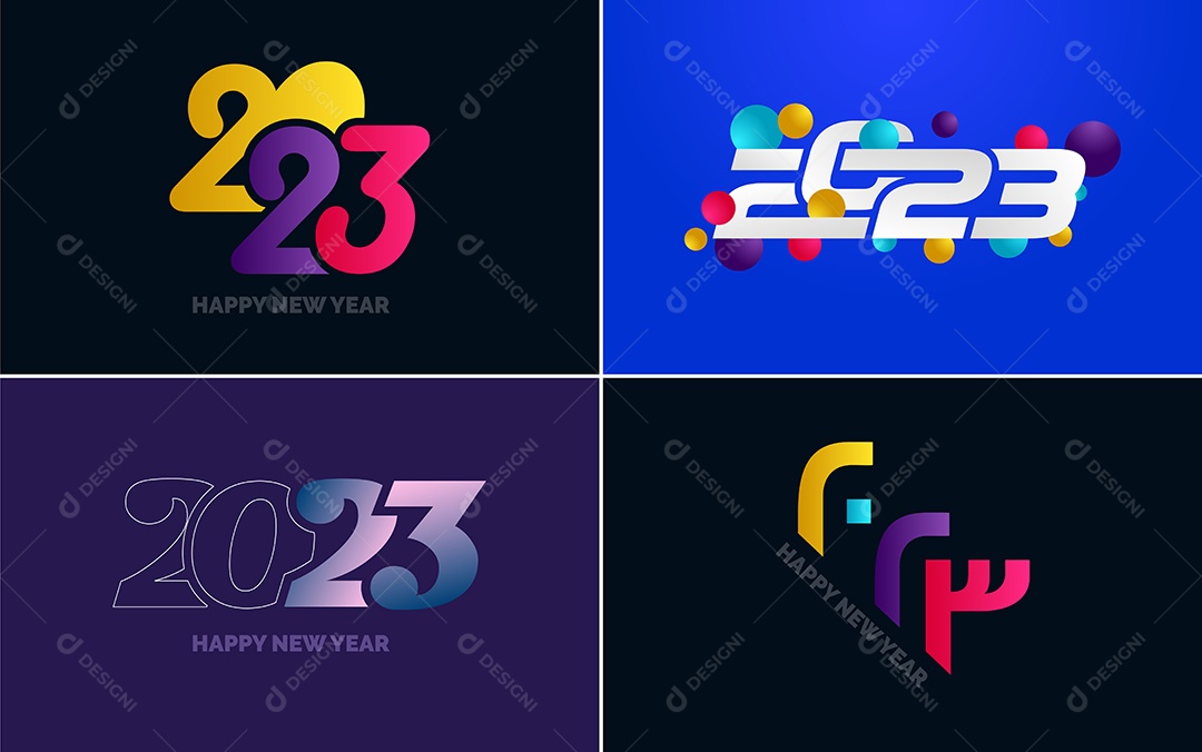 Logotipo 2023 Feliz Ano Novo Ilustração Vetor EPS