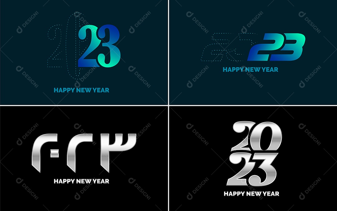 Logotipo 2023 Feliz Ano Novo Ilustração Vetor EPS
