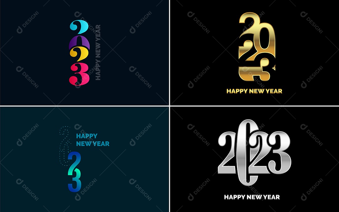 Logotipo 2023 Feliz Ano Novo Ilustração Vetor EPS