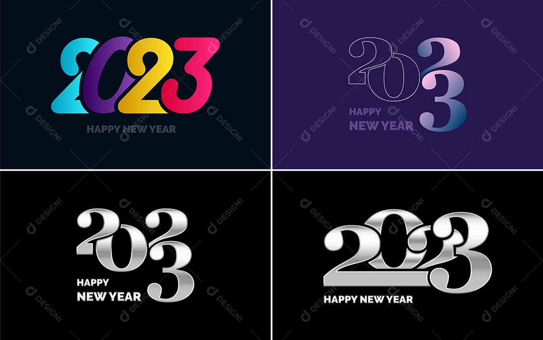 Logotipo 2023 Feliz Ano Novo Ilustração Vetor EPS