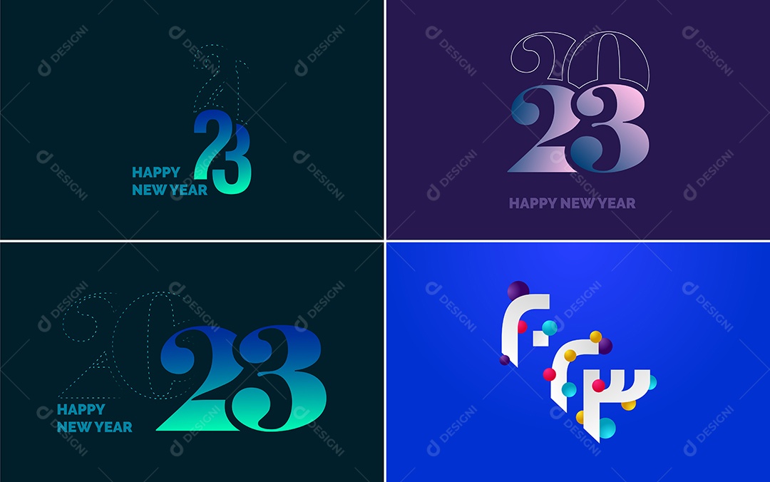 Logotipo 2023 Feliz Ano Novo Ilustração Vetor EPS