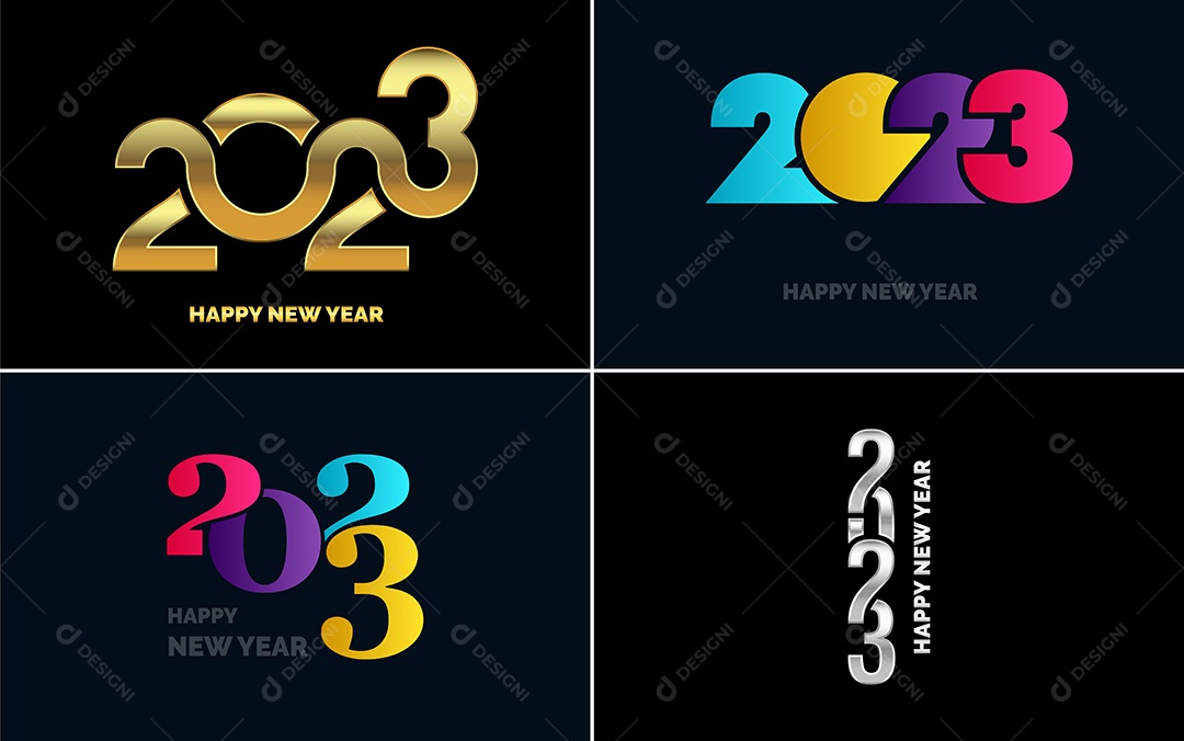 Logotipo 2023 Feliz Ano Novo Ilustração Vetor EPS