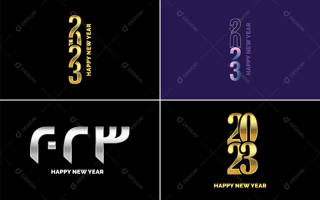 Logotipo 2023 Feliz Ano Novo Ilustração Vetor EPS