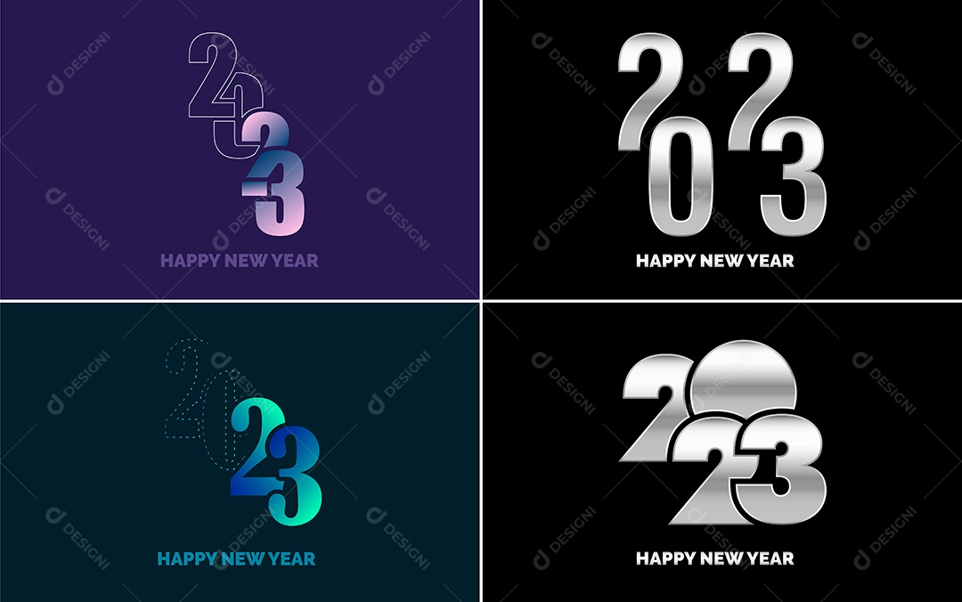 Logotipo 2023 Feliz Ano Novo Ilustração Vetor EPS