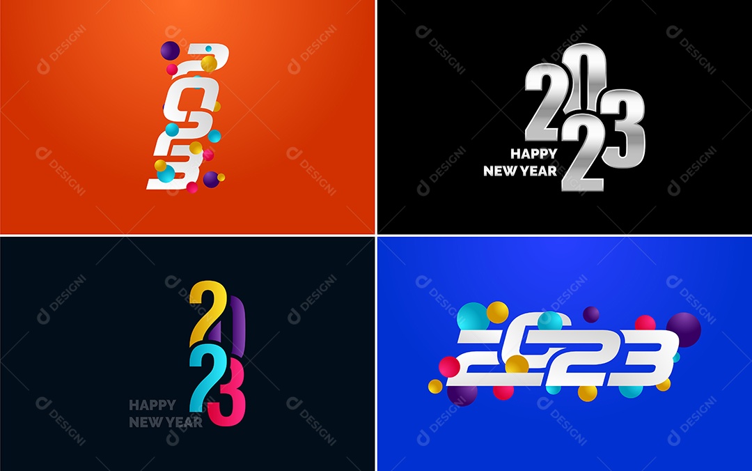 Logotipo 2023 Feliz Ano Novo Ilustração Vetor EPS