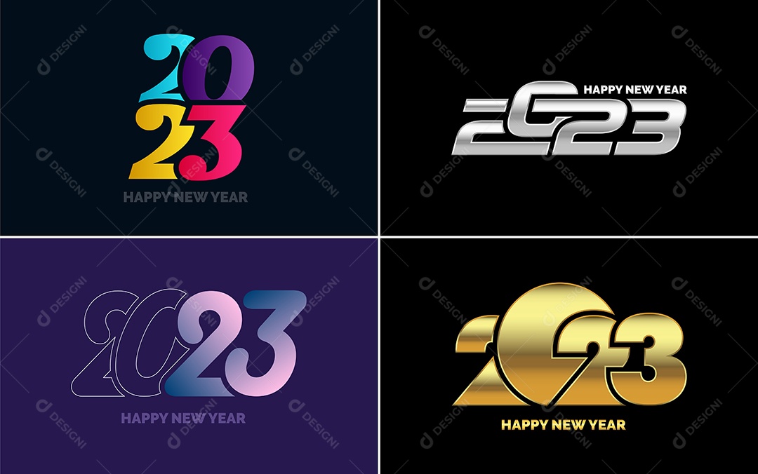 Logotipo 2023 Feliz Ano Novo Ilustração Vetor EPS