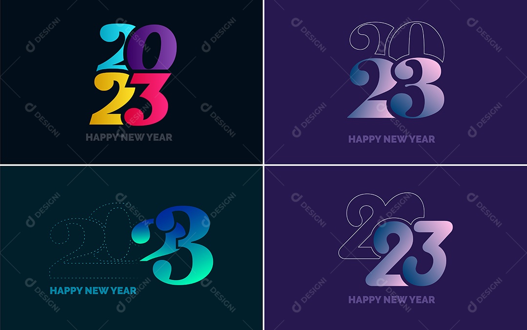 Logotipo 2023 Feliz Ano Novo Ilustração Vetor EPS