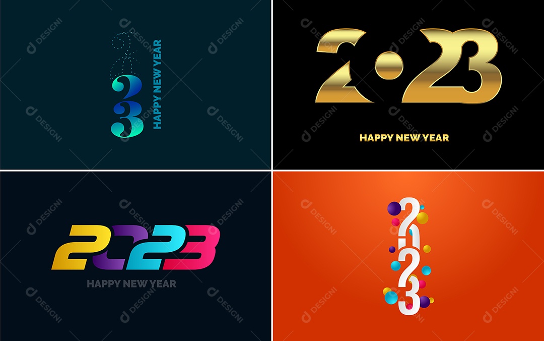 Logotipo 2023 Feliz Ano Novo Ilustração Vetor EPS