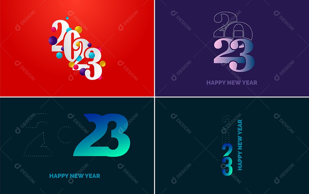 Logotipo 2023 Feliz Ano Novo Ilustração Vetor EPS