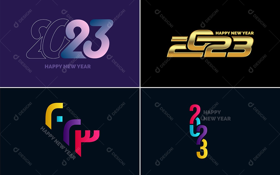 Logotipo 2023 Feliz Ano Novo Ilustração Vetor EPS