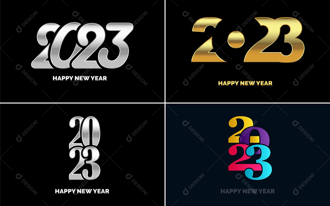 Logotipo 2023 Feliz Ano Novo Ilustração Vetor EPS