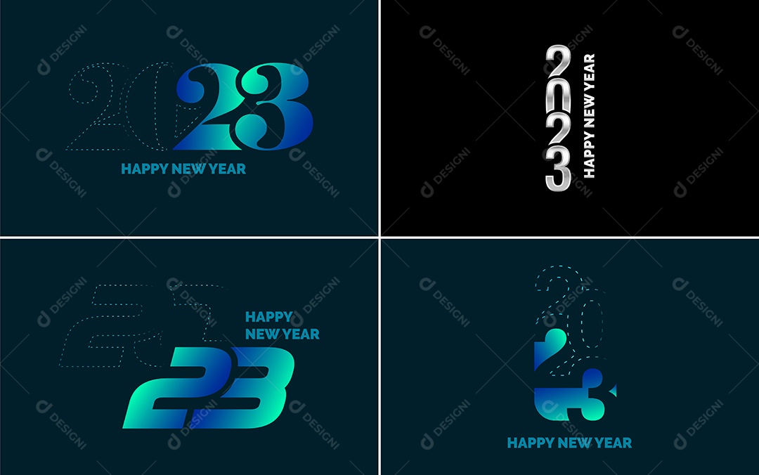 Logotipo 2023 Feliz Ano Novo Ilustração Vetor EPS