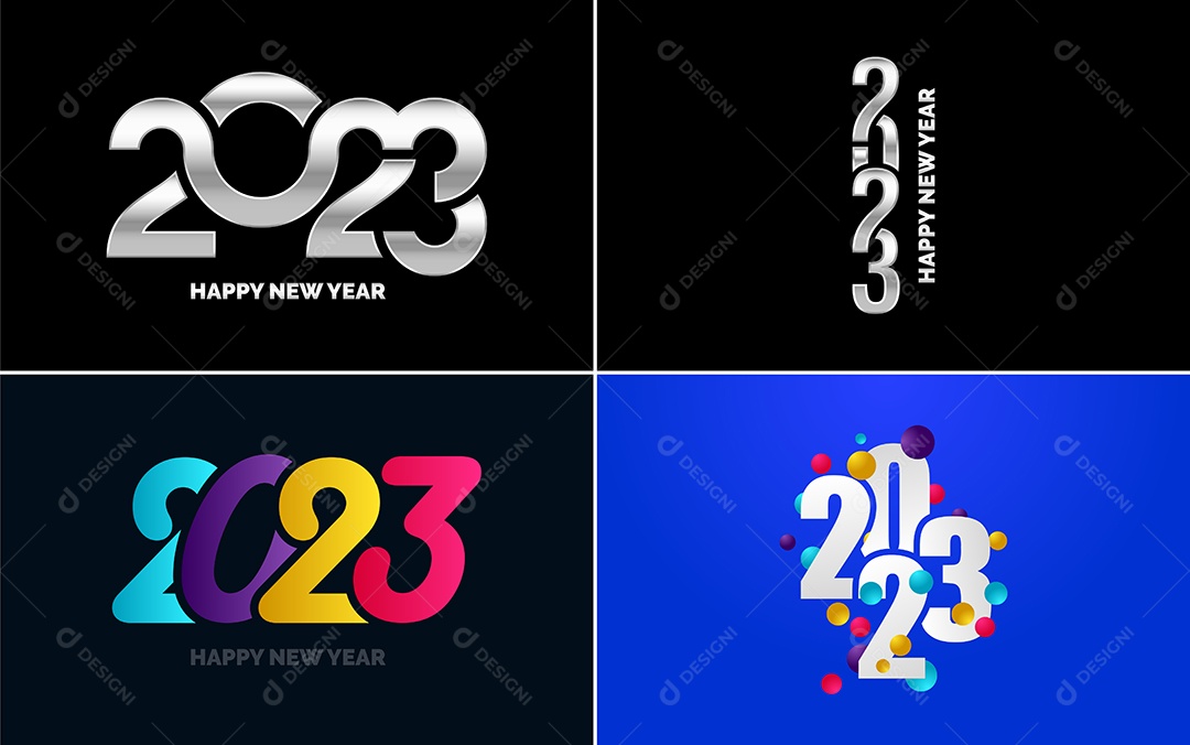 Logotipo 2023 Feliz Ano Novo Ilustração Vetor EPS