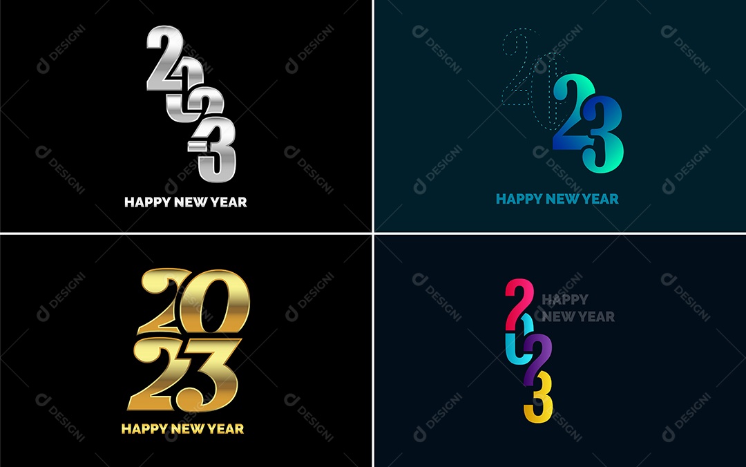 Logotipo 2023 Feliz Ano Novo Ilustração Vetor EPS