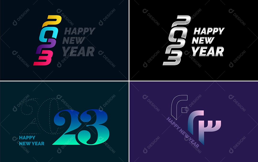 Logotipo 2023 Feliz Ano Novo Ilustração Vetor EPS