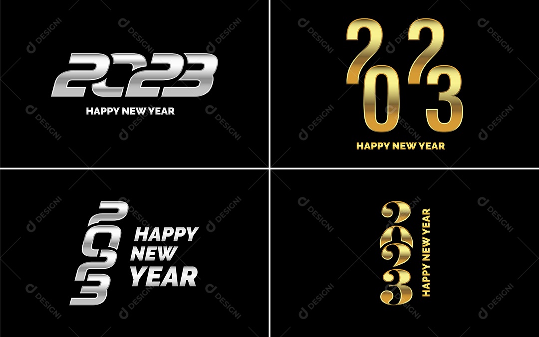 Logotipo 2023 Feliz Ano Novo Ilustração Vetor EPS