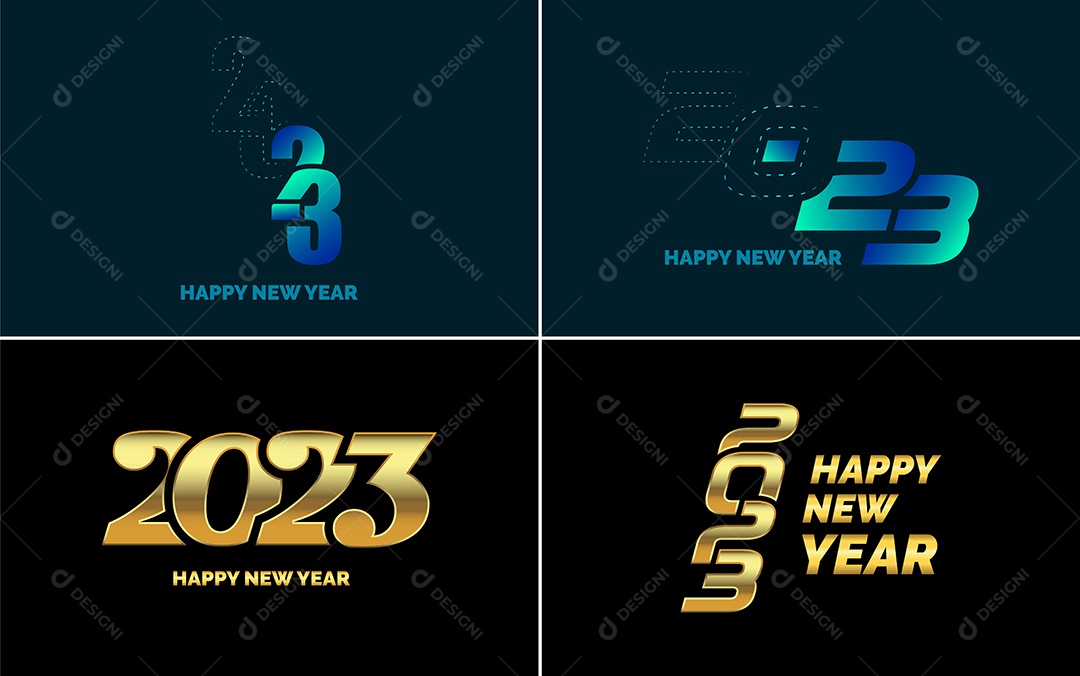Logotipo 2023 Feliz Ano Novo Ilustração Vetor EPS