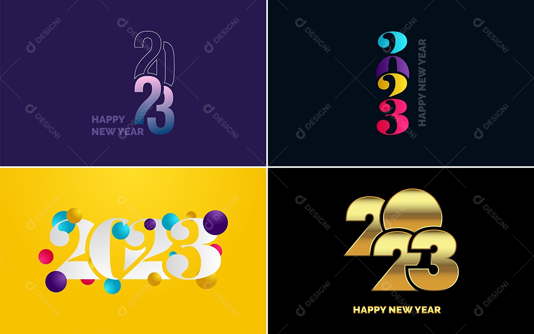 Logotipo 2023 Feliz Ano Novo Ilustração Vetor EPS