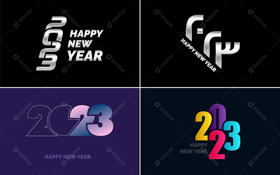 Logotipo 2023 Feliz Ano Novo Ilustração Vetor EPS