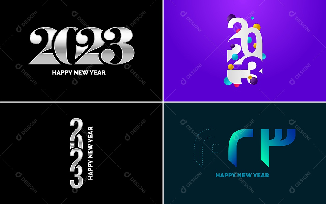 Logotipo 2023 Feliz Ano Novo Ilustração Vetor EPS
