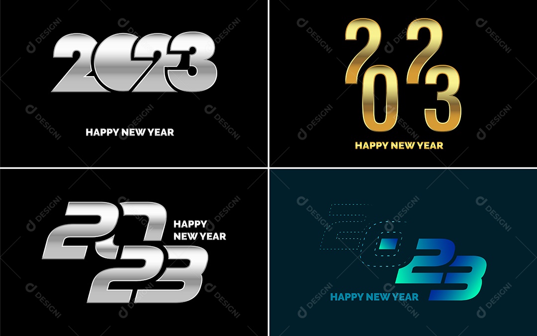Logotipo 2023 Feliz Ano Novo Ilustração Vetor EPS