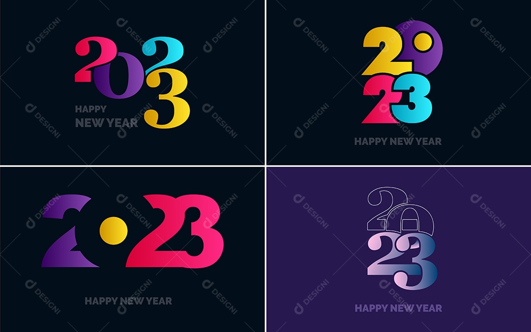 Logotipo 2023 Feliz Ano Novo Ilustração Vetor EPS