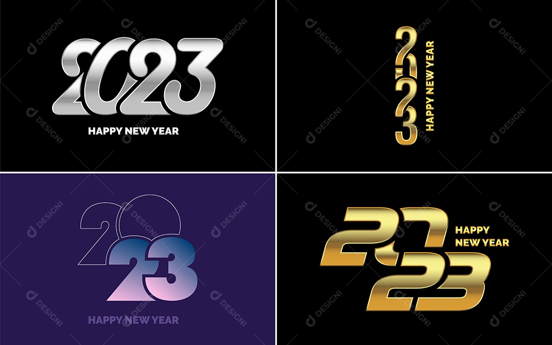 Logotipos 2023 Feliz Ano Novo Ilustração Vetor EPS