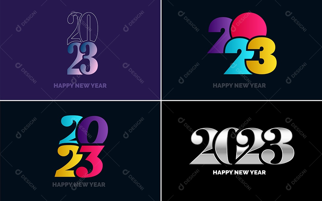 Logotipos 2023 Feliz Ano Novo Ilustração Vetor EPS