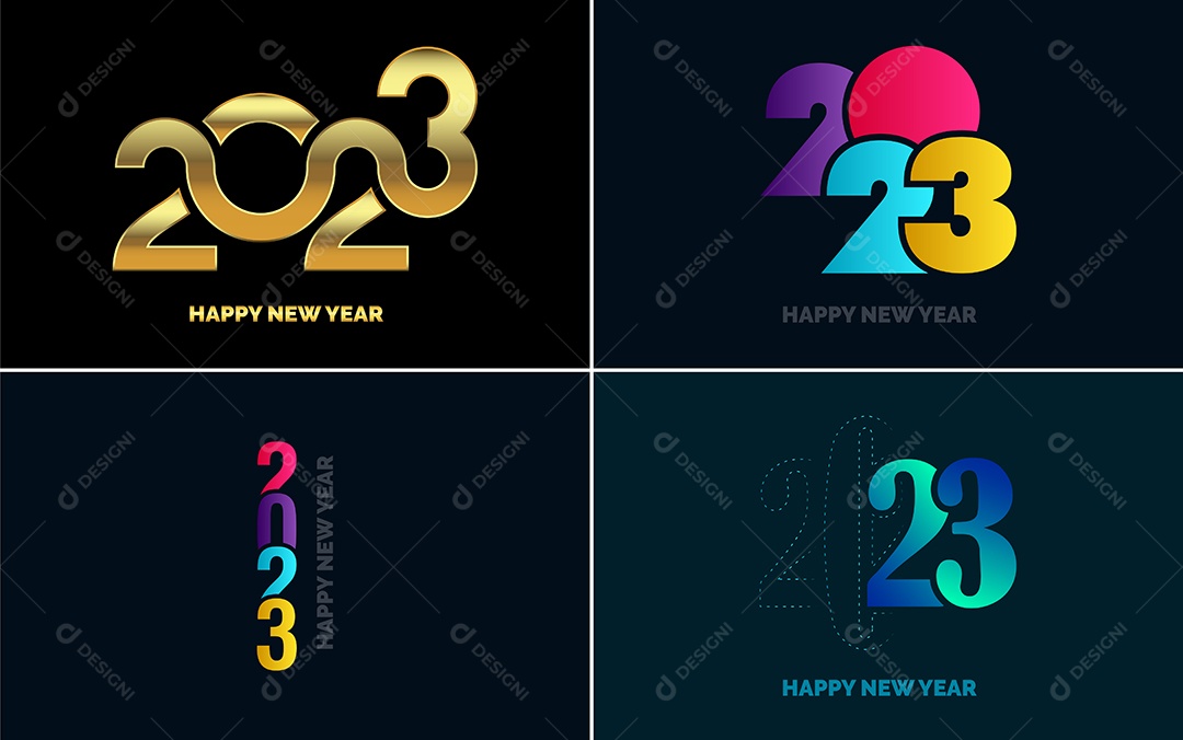 Logotipos 2023 Feliz Ano Novo Ilustração Vetor EPS