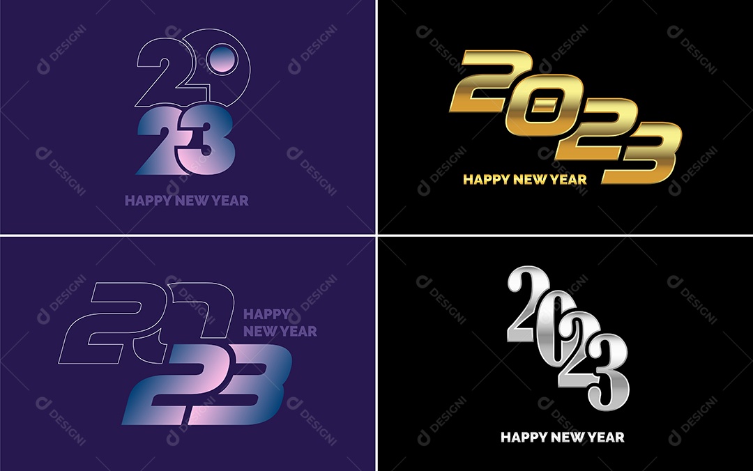 Logotipos 2023 Feliz Ano Novo Ilustração Vetor EPS
