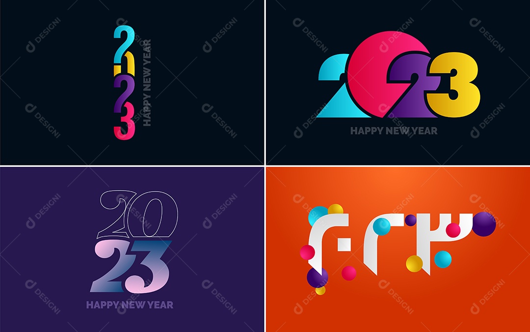 Logotipos 2023 Feliz Ano Novo Ilustração Vetor EPS