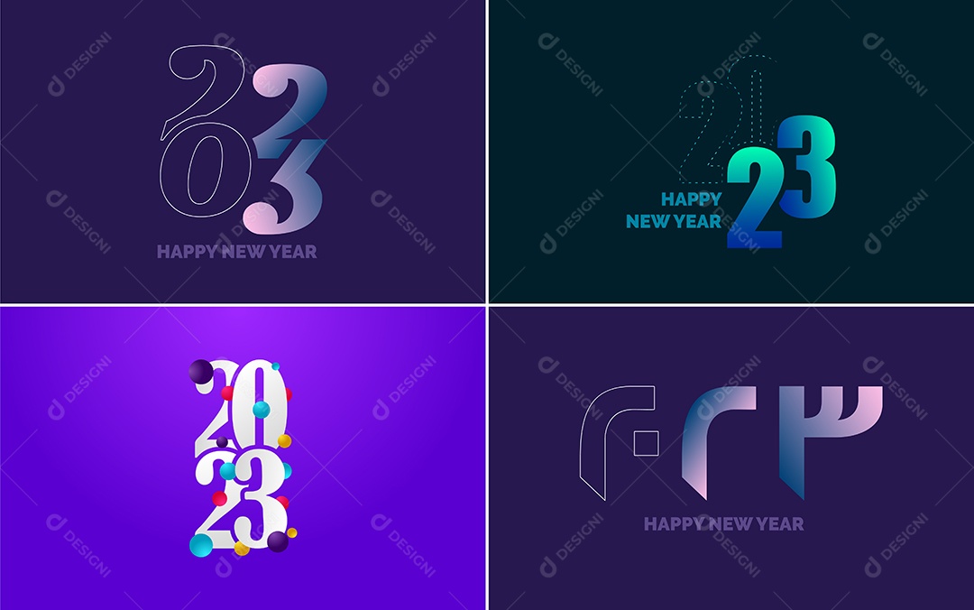 Logotipos 2023 Feliz Ano Novo Ilustração Vetor EPS