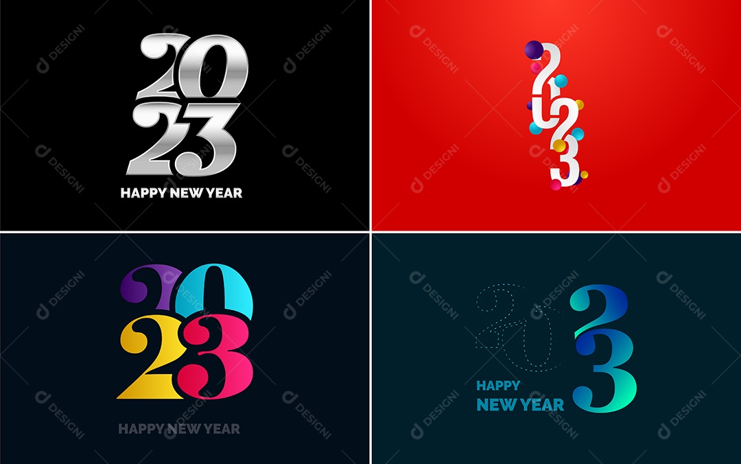 Logotipos 2023 Feliz Ano Novo Ilustração Vetor EPS
