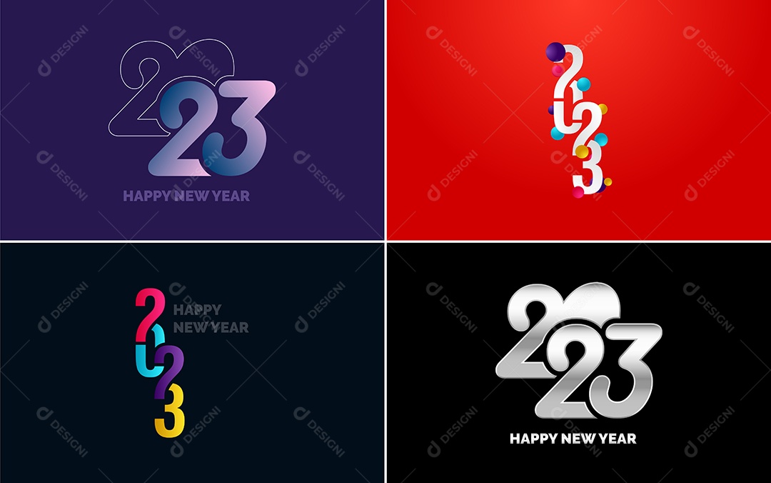 Logotipos 2023 Feliz Ano Novo Ilustração Vetor EPS