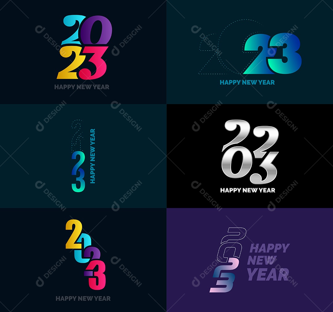 Logotipos 2023 Feliz Ano Novo Ilustração Vetor EPS
