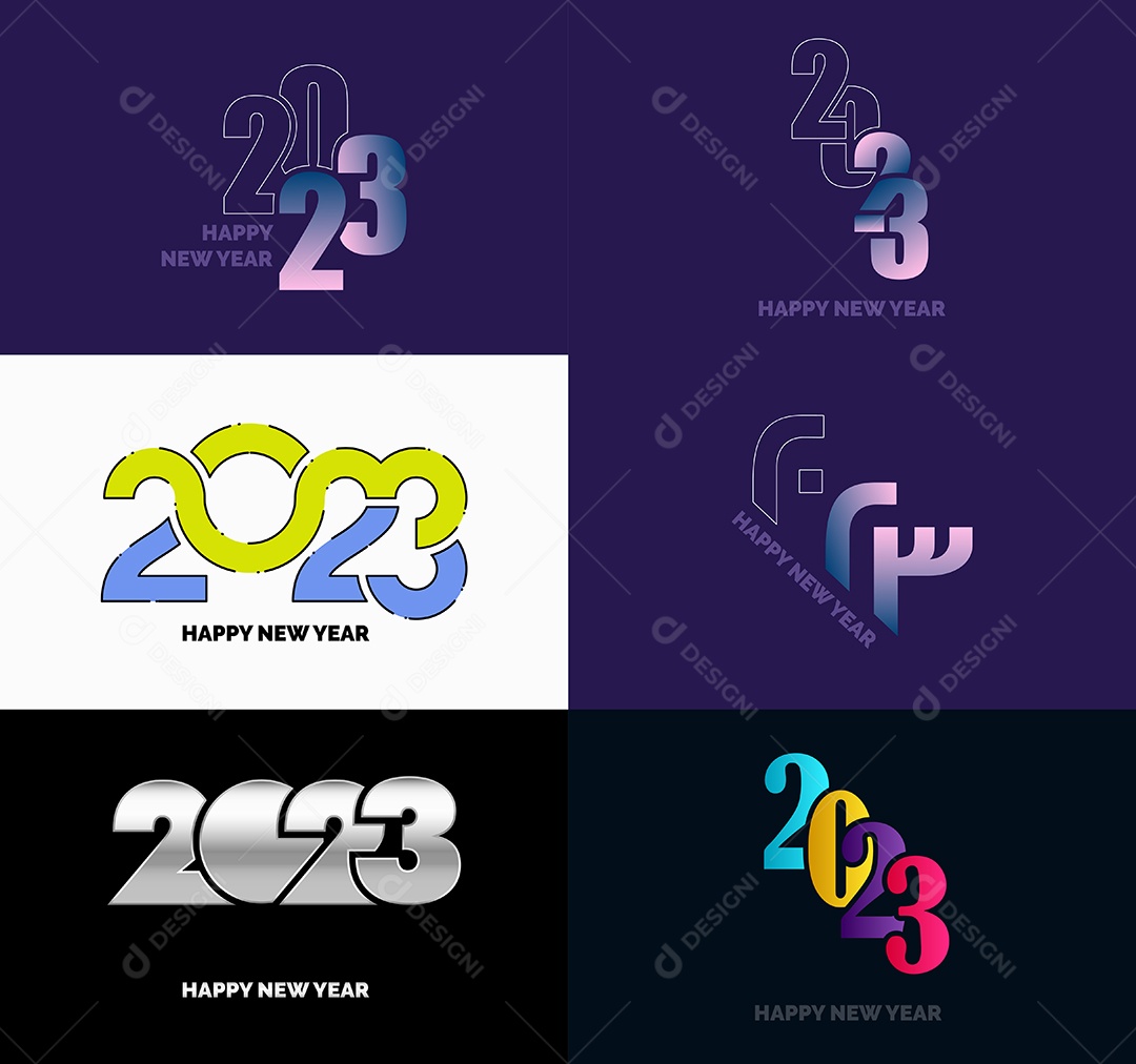 Logotipos 2023 Feliz Ano Novo Ilustração Vetor EPS