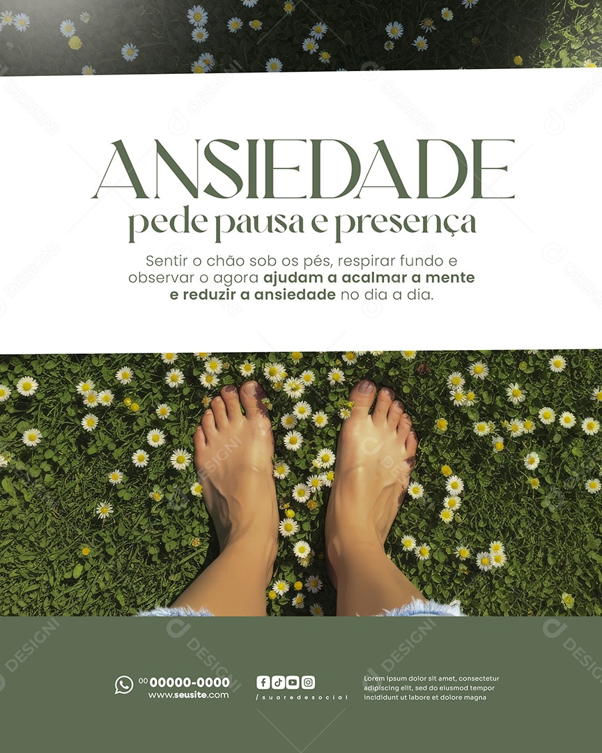 Psicóloga Pede Pausa e Presença Social Media PSD Editável