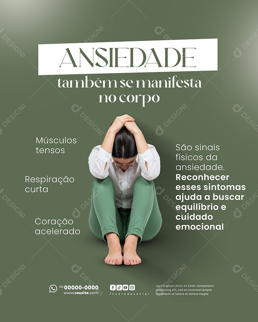 Psicóloga Ansiedade Também Se ManifestabSocial Media PSD Editável