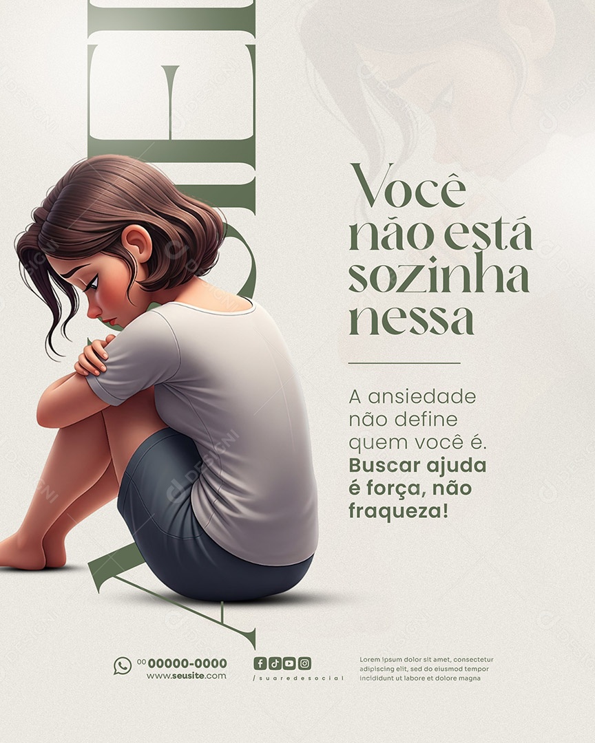 Psicóloga Você Não Está Sozinha Nessa Social Media PSD Editável