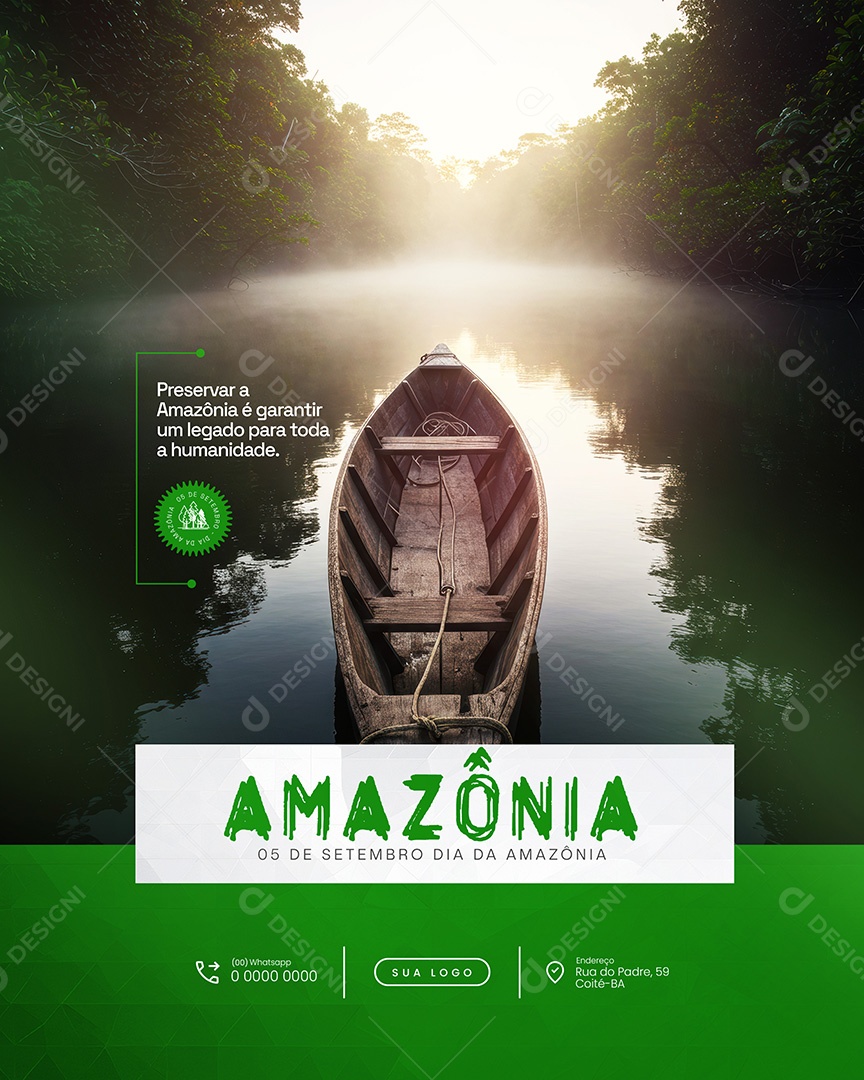Dia da Amazônia 05 de Setembro Preservar a Amazônia Social Media PSD Editável