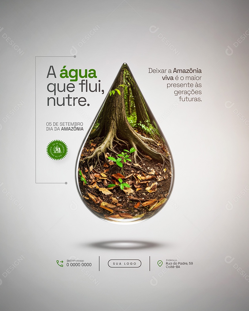 Dia da Amazônia 05 de Setembro a Água Que Flui Nutre Social Media PSD Editável