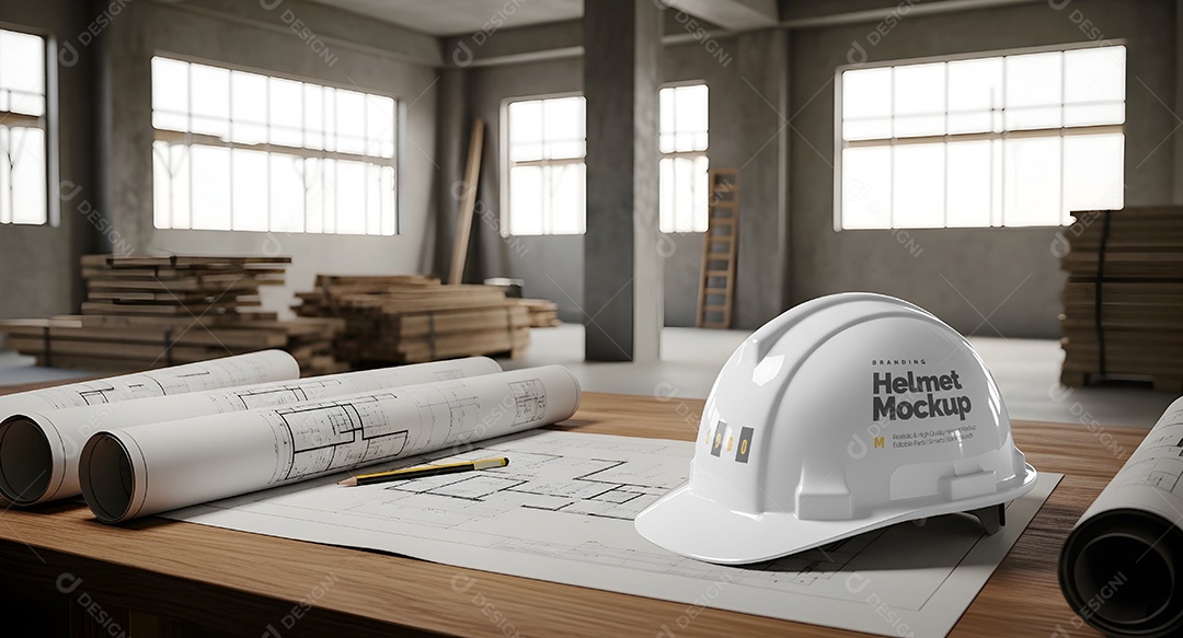 Capacete de Construção PSD Editável Mockup