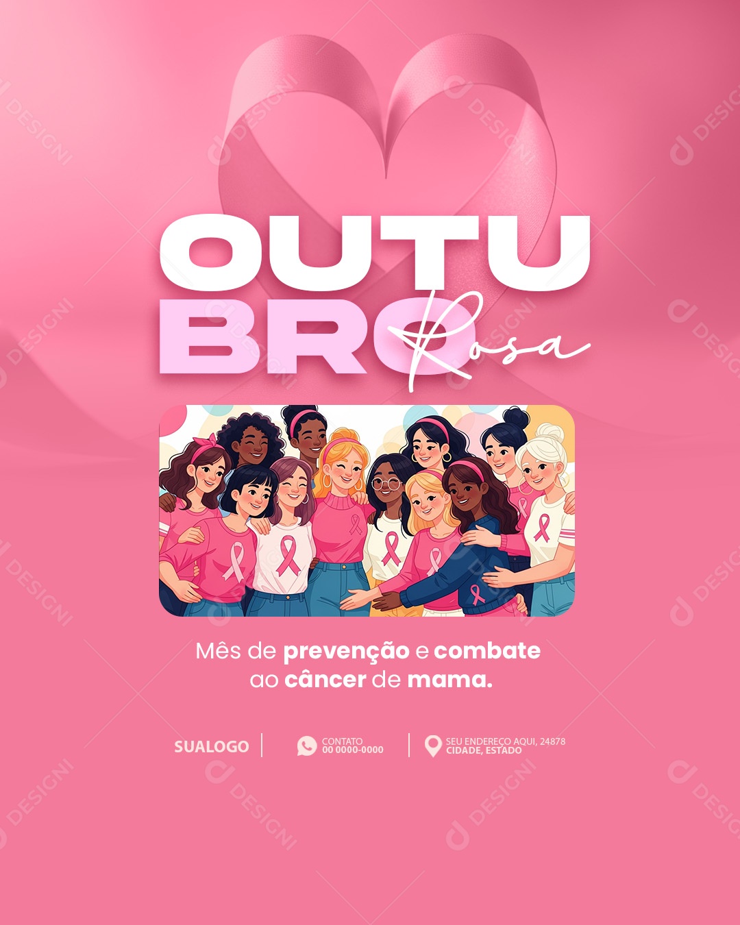 Outubro Rosa Mês de Conscientização Sobre o Câncer de Mama Social Media PSD Editável