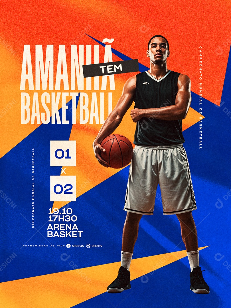 Amanhã Tem Basketball Arena Basket Social Media PSD Editável