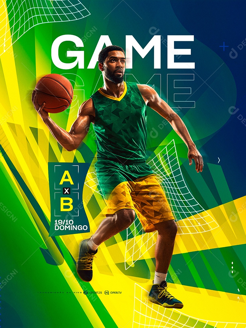 Basketball Game Domingo Social Media PSD Editável