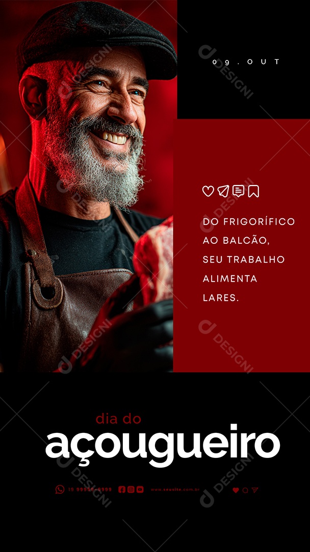Story Dia do Açougueiro 09 de Outubro Do Frigorífico ao Balcão Social Media PSD Editável